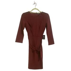 Express Burgundy Belted Midi Dress Sz XS NWT
